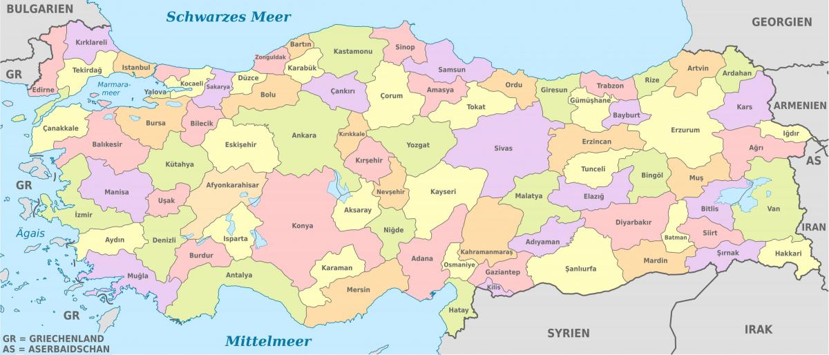 Carte de l'état de la Turquie